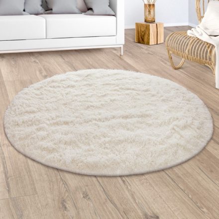 Sunny Shaggy szőnyeg bolyhos puha modern szőnyeg elefántcsont 80 cm kör alakú