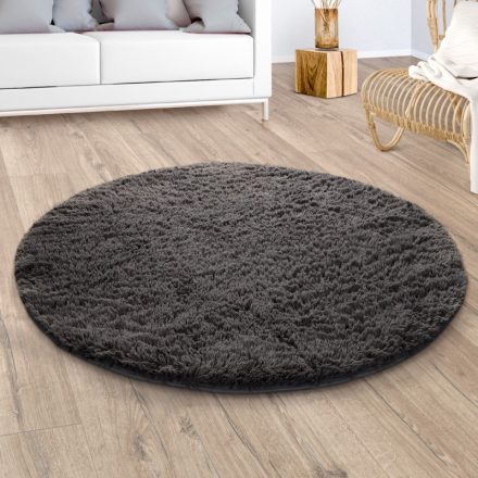 Sunny Shaggy szőnyeg bolyhos puha modern szőnyeg - antracit 80 cm kör alakú