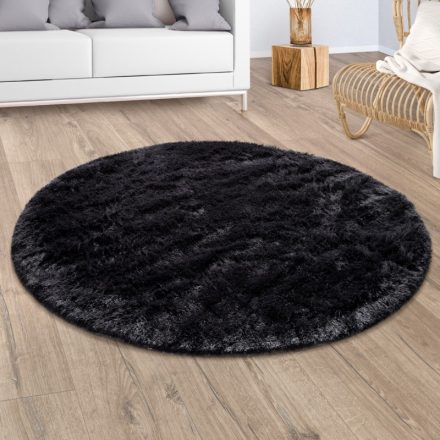 Sunny Shaggy szőnyeg bolyhos puha modern szőnyeg - fekete 80 cm kör alakú