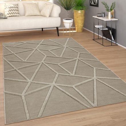 Modern szőnyeg 3D design geometria mintával  bézs 80x150 cm