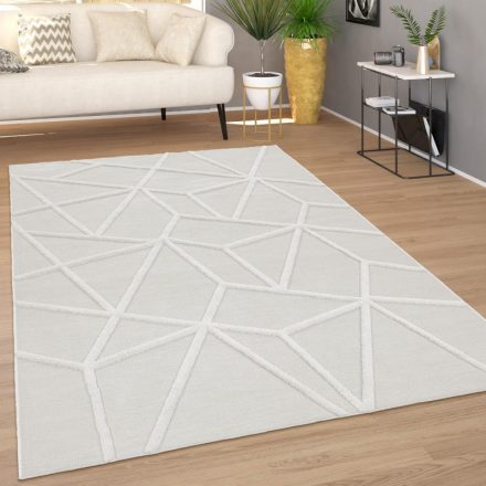 Modern szőnyeg 3D design geometria mintával  krém 80x150 cm