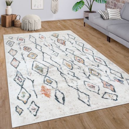 Zoe vintage hatású design szőnyeg rövid szálú krém ethno 80x150 cm