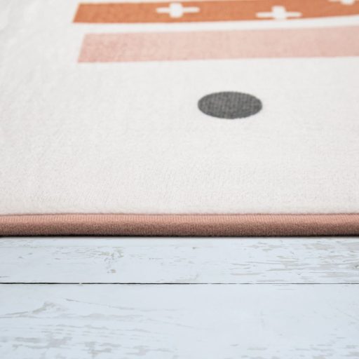 Gyerek szőnyeg kislányoknak - szivárványos, szivecskés, csúszásmentes, krém, 80x150 cm