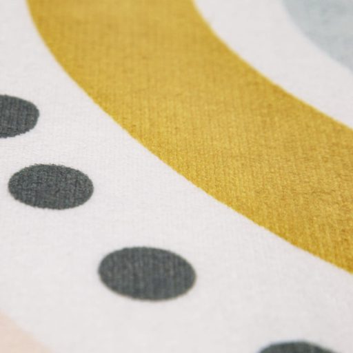 Gyerek szőnyeg kislányoknak - szivárványos, szivecskés, csúszásmentes, krém, 80x150 cm