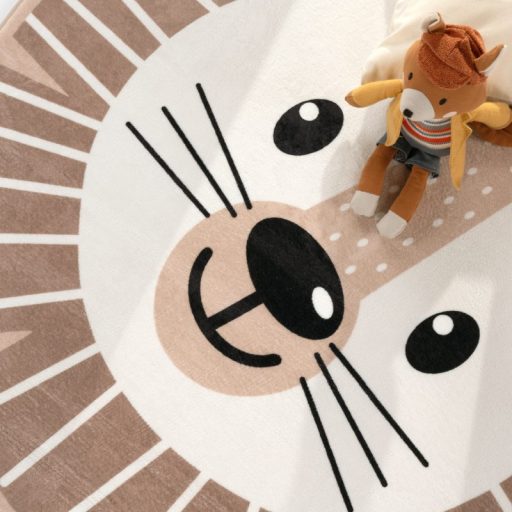 oroszlanos bezs szonyeg fius gyerekszobaba 150 cm kerek