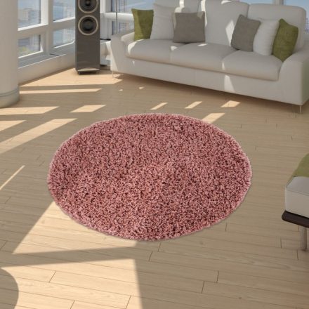 Natasa Shaggy szőnyeg puha hosszú szálú szőnyeg pasztel - pink 80 cm kerek