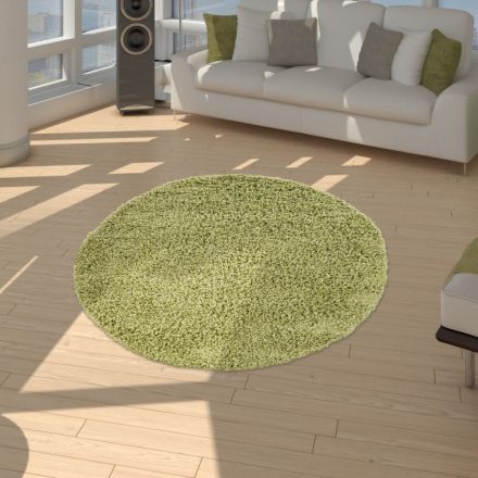 Natasa Shaggy szőnyeg puha hosszú szálú szőnyeg pasztel zöld 80 cm kör alakú