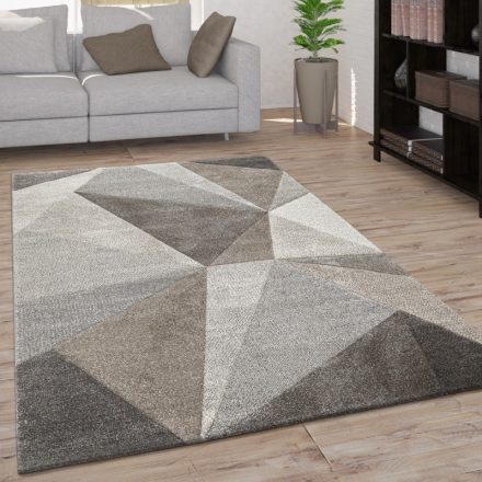 Modern 3D hatású szőnyeg geometria bézs háromszögek 60x110 cm