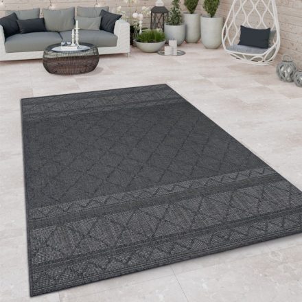 Azték mintás modern kültéri szőnyeg teraszra étkezőbe antracit 160x220 cm