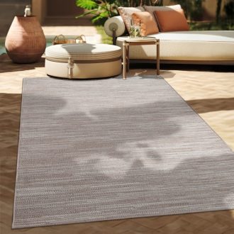 bezs csikos kulteri terasz szonyeg 200x200 cm