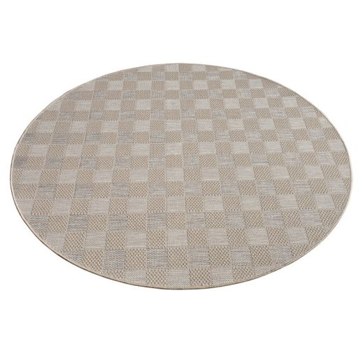 modern bezs kulteri szonyeg geometria mintaval 80 cm kerek