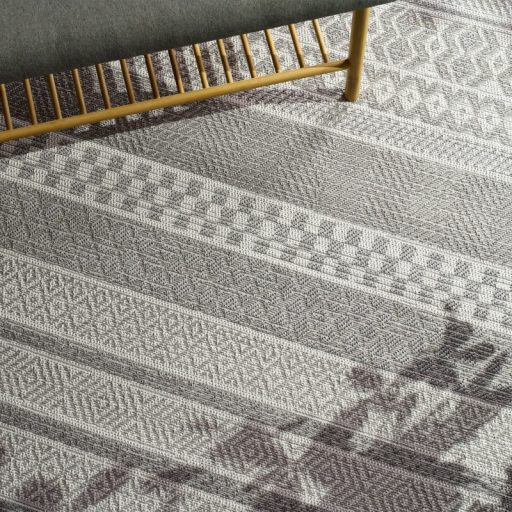 modern csikos szurke kulteri szonyeg teraszra 120 cm kerek