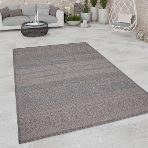 modern szurke kulteri szonyeg aztek mintaval 150x150 cm
