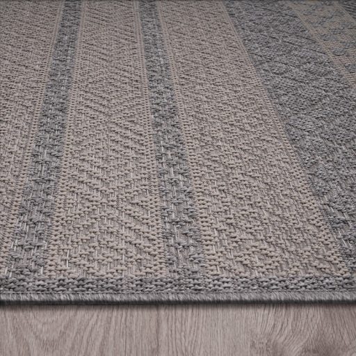 modern szurke kulteri szonyeg aztek mintaval 150x150 cm