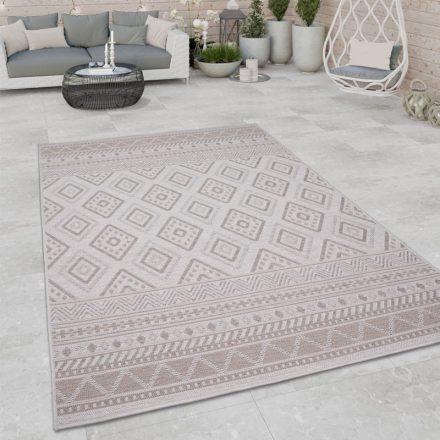 Konyhai szőnyeg geometria mintás kültéri szőnyeg teraszra étkezőbe - bézs 80x250 cm