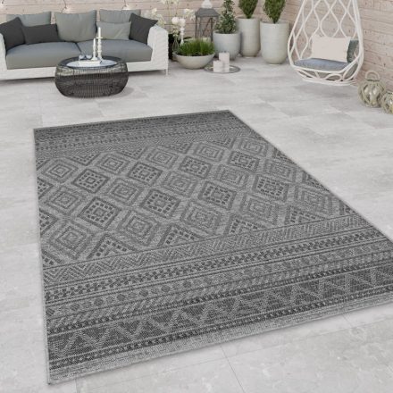 Konyhai szőnyeg geometria mintás kültéri szőnyeg teraszra étkezőbe antracit 80x250 cm