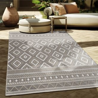 homokszinu kulteri szonyeg geometriai mintaval 80X250 cm
