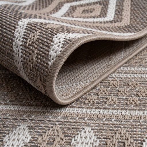 homokszinu kulteri szonyeg geometriai mintaval 60x100 cm