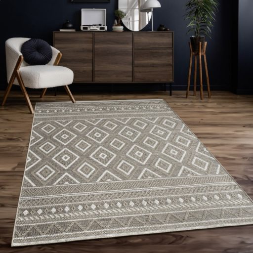 homokszinu kulteri szonyeg geometriai mintaval 80 cm kerek