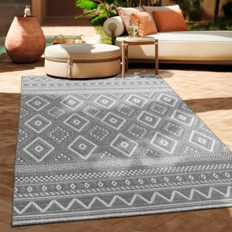 modern szurke kulteri szonyeg geometria mintaval 160x220 cm