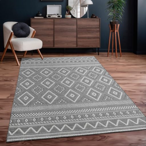 modern szurke kulteri szonyeg geometria mintaval 133x190 cm