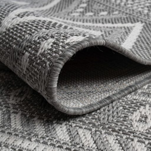 modern szurke kulteri szonyeg geometria mintaval 200 cm kerek