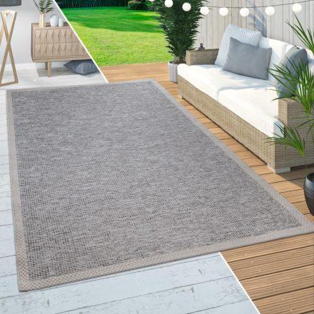 Vízálló kültéri szőnyeg lapos szövésű teraszra erkényre bordűrös ezüstszürke 300x400 cm