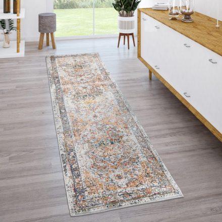 Klasszikus szőnyeg keleti mintával étkezőbe nappali szőnyeg bordűrös színes 80x300 cm