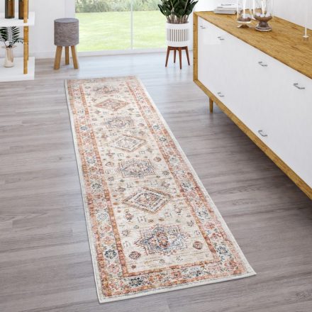 Klasszikus szőnyeg mandala mintával étkezőbe nappali szőnyeg krém 80x300 cm