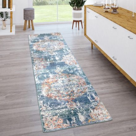 Klasszikus szőnyeg étkezőbe nappali szőnyeg keleti mintás kék 80x300 cm