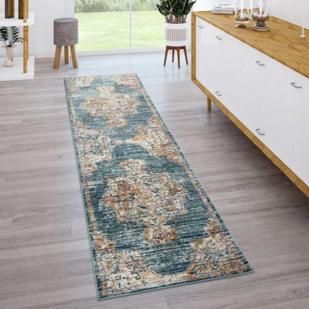 Klasszikus szőnyeg étkezőbe nappali szőnyeg mandala mintás pasztel türkiz 80x300 cm