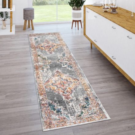 Klasszikus szőnyeg étkezőbe nappali szőnyeg mandala mintás pasztel szürke 80x300 cm