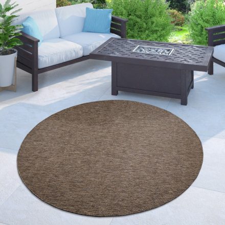 Vízálló kültéri szőnyeg lapos szövésű teraszra erkényre taupe 200 cm kerek