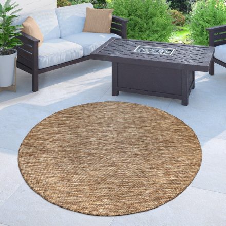 Vízálló kültéri szőnyeg lapos szövésű teraszra erkényre - barna 80 cm kerek