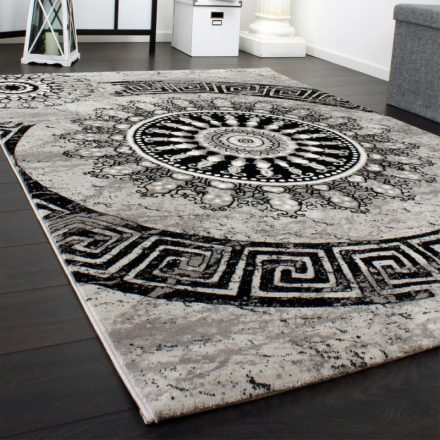 Designer szőnyeg mandala mintával márványos hatású - szürke 80x300 cm