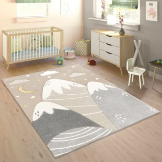 Gyerekszoba szonyeg 3D bezs hegy mintaval 80x150 cm