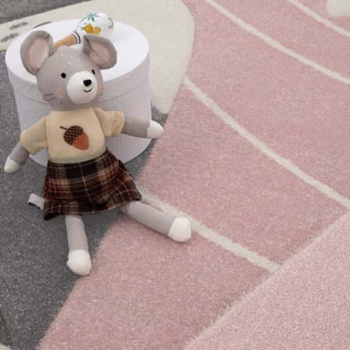 Gyerekszoba szonyeg 3D szurke hegy mintas 133x133 cm