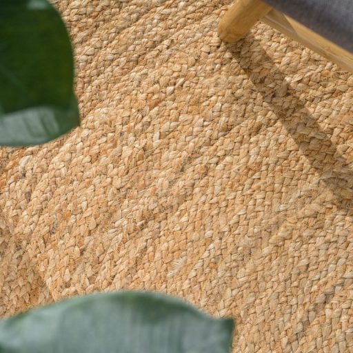 Kerek szonyeg - nappali szonyeg, kezi szovesu, borduros, natur-krem, 120 cm kor