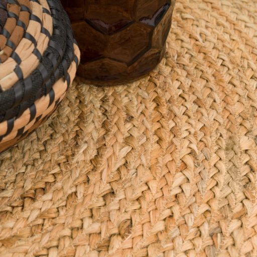 Kerek szonyeg - nappali szonyeg, kezi szovesu, borduros, natur-fekete, 80 cm kor