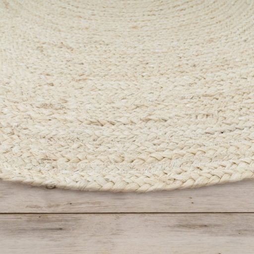 Kerek szonyeg - nappali szonyeg, kezi szovesu, egyszinu, feher, 200 cm kor