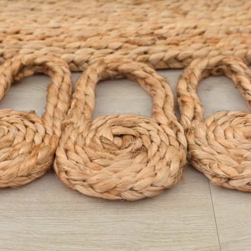 Kerek szonyeg - nappali szonyeg, rovid szalu, kezi szovesu, juta, natur, 80 cm kor