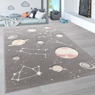 Gyerek szonyeg 3D szurke bolygok 80x150 cm