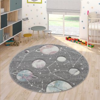 Gyerek szonyeg 3D szurke bolygok 120 cm kor
