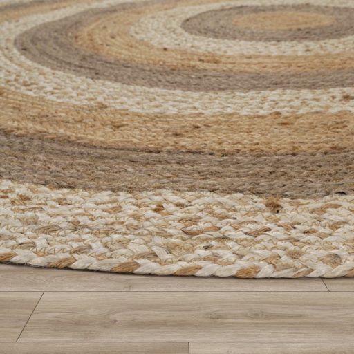 Kerek szonyeg - nappali szonyeg, rovid szalu, kezi szovesu, juta, szines, 120 cm kor