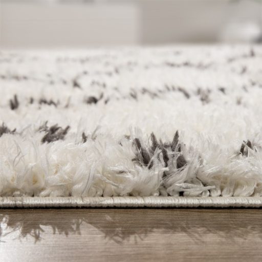 Kerek shaggy szonyeg - skandinav stilusu, rojtos, geometria mintas, krem, 160 cm kor