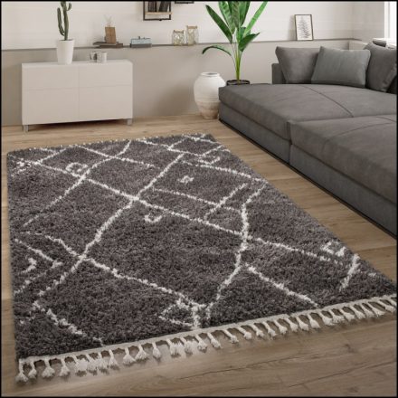 Shaggy szőnyeg nappaliba skandináv stílusú rojtos - antracit 240x340 cm