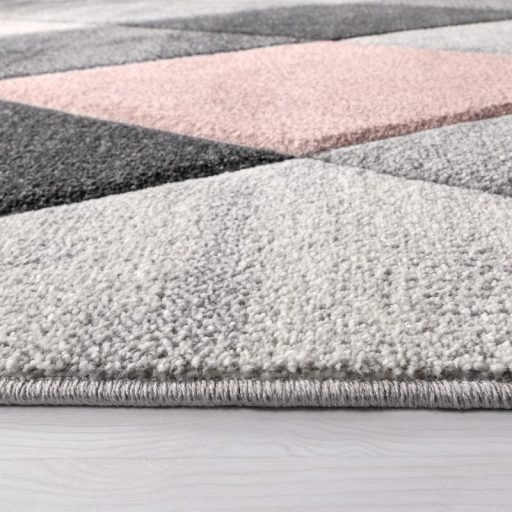 Modern nappali szonyeg - pasztell, 3D, gyemant mintaval, rozsaszin, 120x170 cm