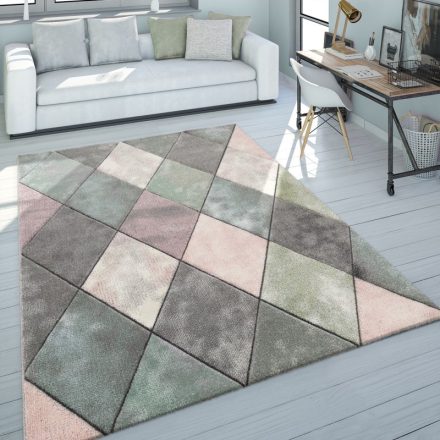 Pasztel 3D hatású modern szőnyeg gyémánt mintával - színes szőnyeg 80x300 cm