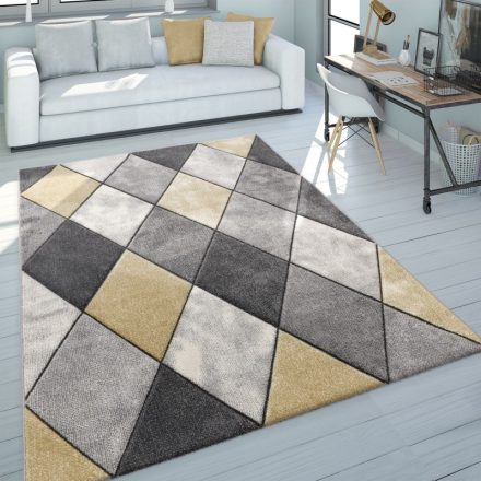 Pasztel 3D hatású modern szőnyeg gyémánt mintával sárga szőnyeg 80x150 cm