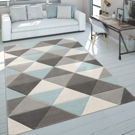 Modern szőnyeg pasztel színes háromszögek türkiz szőnyeg 80x300 cm